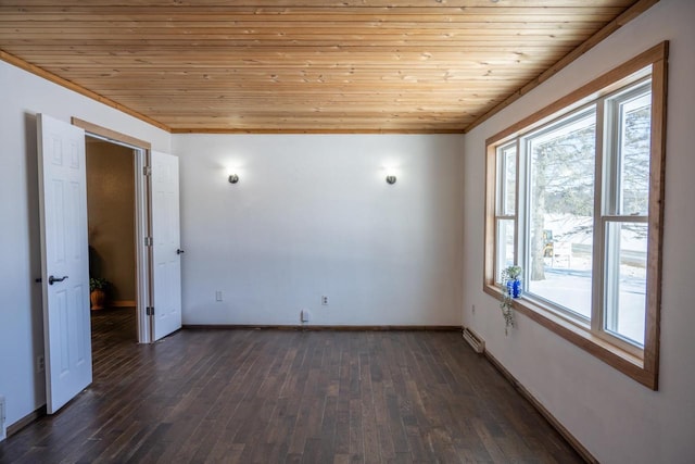 N2547 County Road G, Mauston, WI 53948 - unfurnished room with baseboards, wooden ceiling, and dark wood-style floors