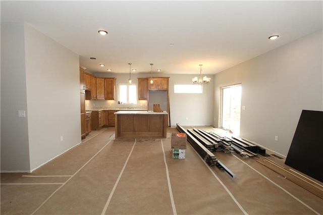 4607 933rd St, Elk Mound, WI 54739 - interior space with a chandelier, recessed lighting, and baseboards