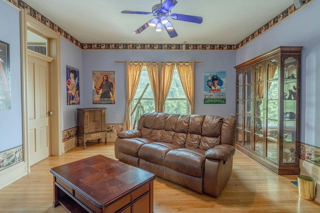 1222 11th St, Monroe, WI 53566 - living area with a ceiling fan and light wood-type flooring