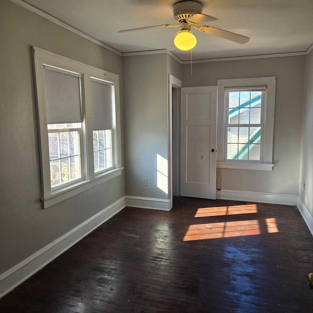 3731 S 56th St, Greenfield, WI 53220 - foyer featuring a ceiling fan, crown molding, baseboards, and wood finished floors
