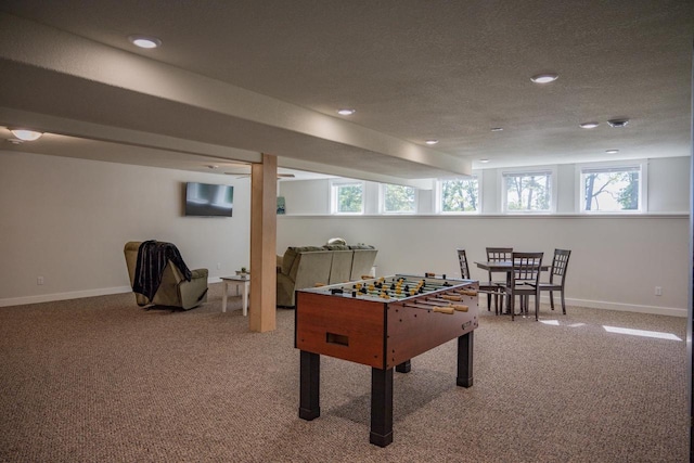 N9310 22nd Ave, Necedah, WI 54646 - rec room with recessed lighting, carpet, baseboards, and a textured ceiling
