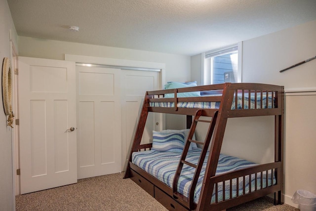 N9310 22nd Ave, Necedah, WI 54646 - bedroom with a closet, a textured ceiling, and carpet flooring