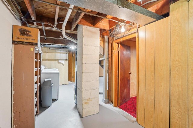 1301 Wyldhaven Ave, Monona, WI 53716 - unfinished basement featuring washing machine and dryer