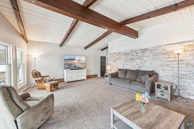 2507 Junction Rd, Ashland, WI 54806 - carpeted living area with vaulted ceiling with beams