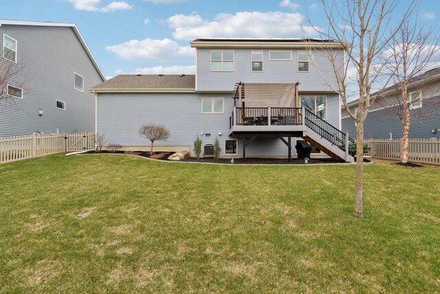 328 Venus Way, Madison, WI 53718 - back of property featuring a fenced backyard, stairs, a wooden deck, and a yard