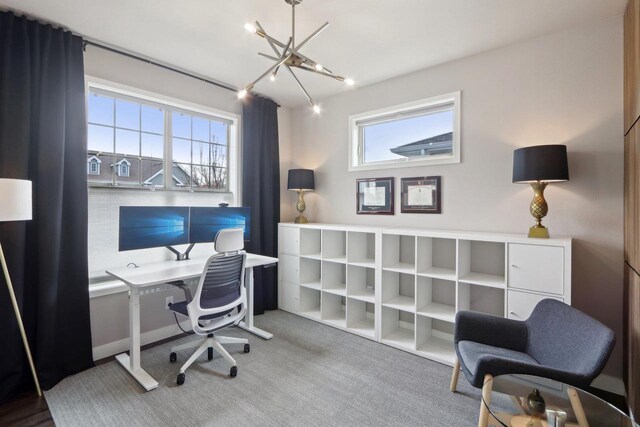 328 Venus Way, Madison, WI 53718 - office with an inviting chandelier and carpet floors