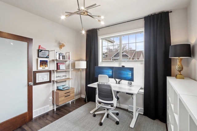 328 Venus Way, Madison, WI 53718 - office space featuring visible vents, baseboards, and dark wood finished floors