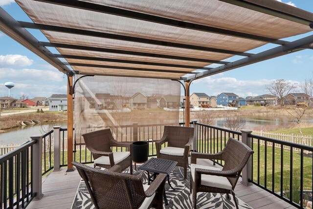 328 Venus Way, Madison, WI 53718 - wooden terrace with a pergola, a residential view, and a water view
