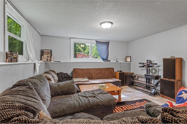806 Oak Ridge Dr, Osceola, WI 54020 - living area with healthy amount of natural light, a textured ceiling, and tile patterned flooring