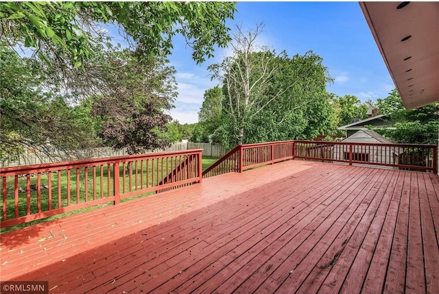 806 Oak Ridge Dr, Osceola, WI 54020 - wooden terrace with a fenced backyard
