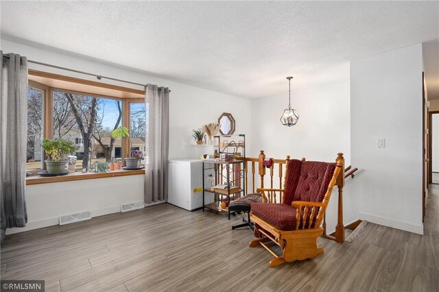 3374 Gerrard Ave, Eau Claire, WI 54701 - sitting room featuring baseboards, a textured ceiling, visible vents, and wood finished floors