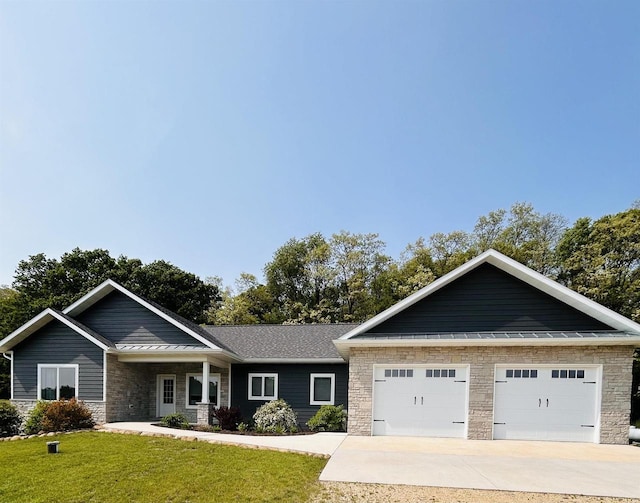 W4668 Reetz Rd, Princeton, WI 54968 - craftsman house with stone siding and a front yard