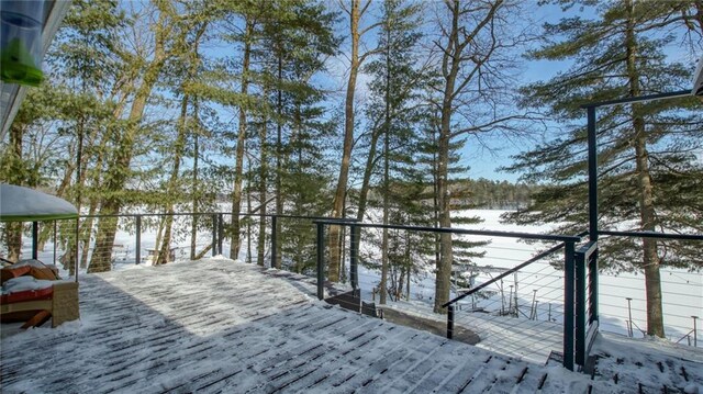 N2590 Warren Rd, Sarona, WI 54870 - view of snow covered deck