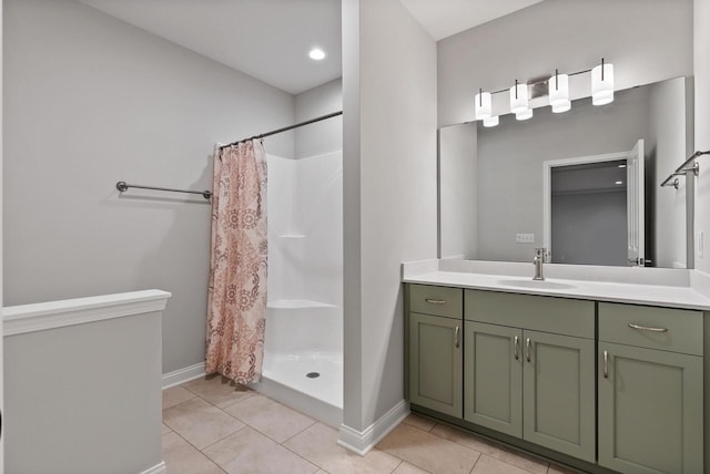W214N4987 Casey Ct, Menomonee Falls, WI 53051 - bathroom featuring vanity, a shower with curtain, and tile patterned floors