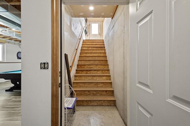 8464 County Rd S, Pulaski, WI 54162 - stairway featuring billiards