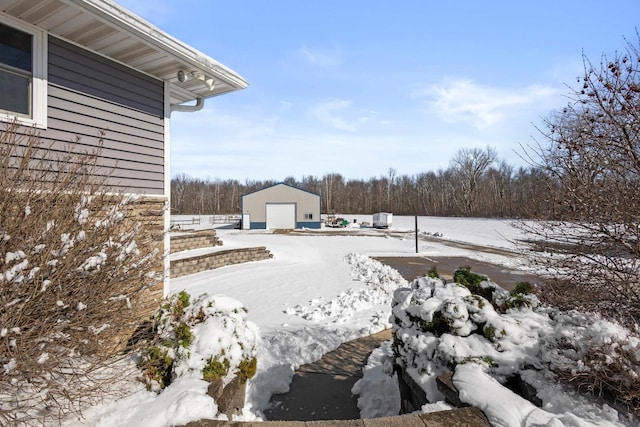 8464 County Rd S, Pulaski, WI 54162 - yard layered in snow featuring an outbuilding
