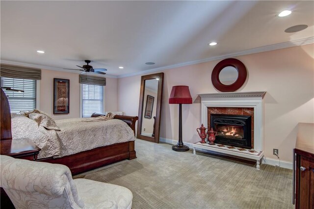3736 Forest Knoll Dr, Eau Claire, WI 54701 - bedroom featuring baseboards, recessed lighting, ornamental molding, and carpet