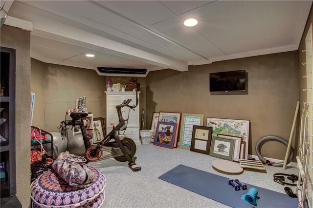3736 Forest Knoll Dr, Eau Claire, WI 54701 - exercise room featuring carpet floors and recessed lighting