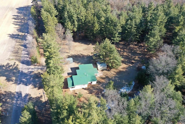 drone / aerial view with a forest view