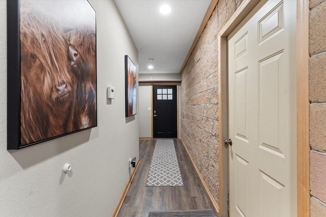 1646 N Friess Lake Dr, Hubertus, WI 53033 - hall with recessed lighting, baseboards, and wood finished floors