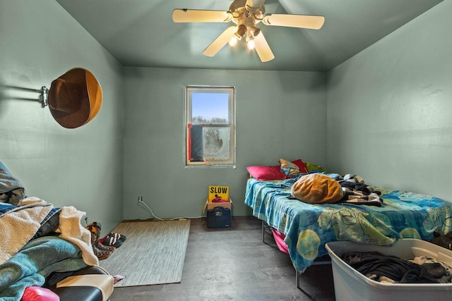 7760 State Highway 186, Arpin, WI 54410 - bedroom with wood finished floors and a ceiling fan