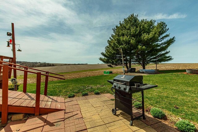 1943 State Road 11, South Wayne, WI 53587 - view of patio with a rural view, a grill, and a deck
