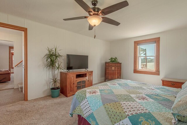 1943 State Road 11, South Wayne, WI 53587 - bedroom with ceiling fan and carpet floors