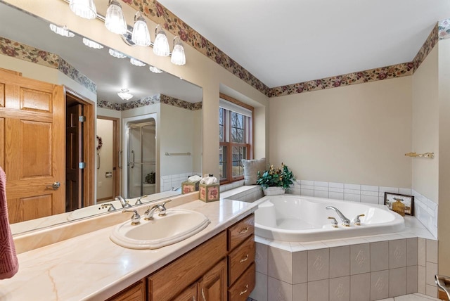 N8891 Gladstone Beach Rd, Fond Du Lac, WI 54937 - full bath with vanity, a garden tub, and a stall shower