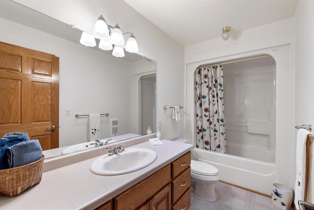 N8891 Gladstone Beach Rd, Fond Du Lac, WI 54937 - full bath featuring vanity, tile patterned floors, shower / bath combo with shower curtain, and toilet