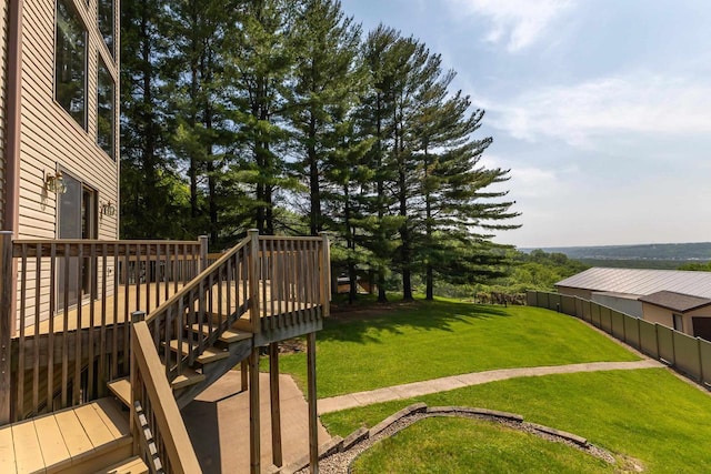 957 Whispering Ln, Hazel Green, WI 53811 - view of yard featuring fence and a deck