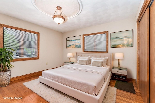 957 Whispering Ln, Hazel Green, WI 53811 - bedroom with baseboards, a closet, and light wood-type flooring