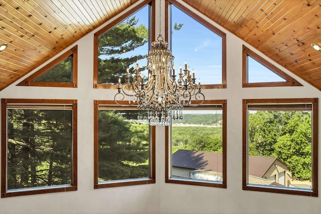 957 Whispering Ln, Hazel Green, WI 53811 - details with wooden ceiling and a chandelier