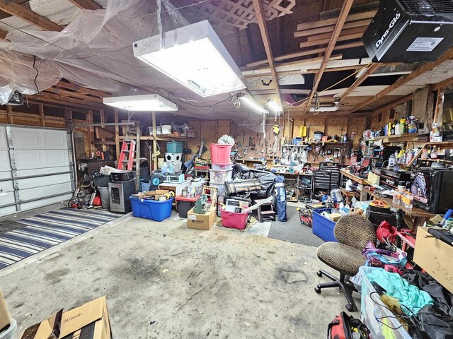 233 Highland St, Belmont, WI 53510 - garage with a workshop area