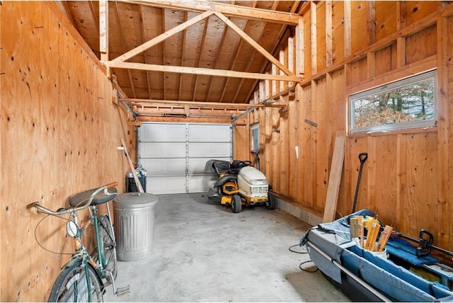 8375 N Bass Lake Rd, Danbury, WI 54830 - garage with wood walls