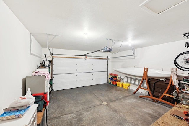 garage with a garage door opener