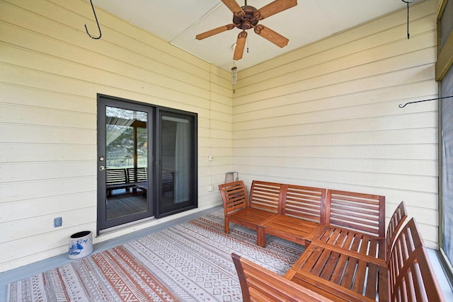 deck featuring a ceiling fan