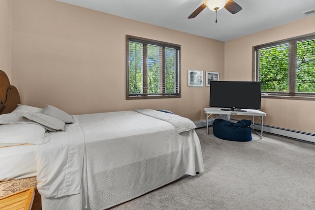 W1260 S Shore Dr, Palmyra, WI 53156 - carpeted bedroom featuring baseboards, visible vents, multiple windows, and a ceiling fan