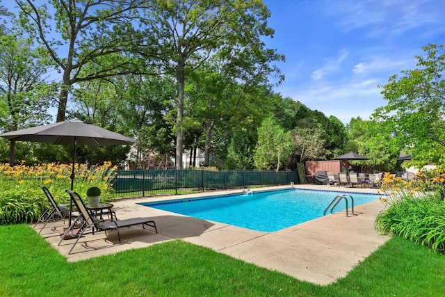 4696 N Lake Dr, Whitefish Bay, WI 53211 - community pool featuring a yard, a patio area, and fence