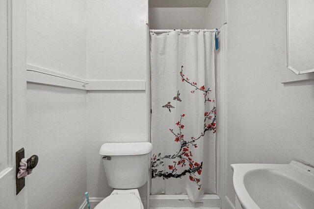 721 N St, Lake Geneva, WI 53147 - full bath with a shower with curtain, toilet, and a sink
