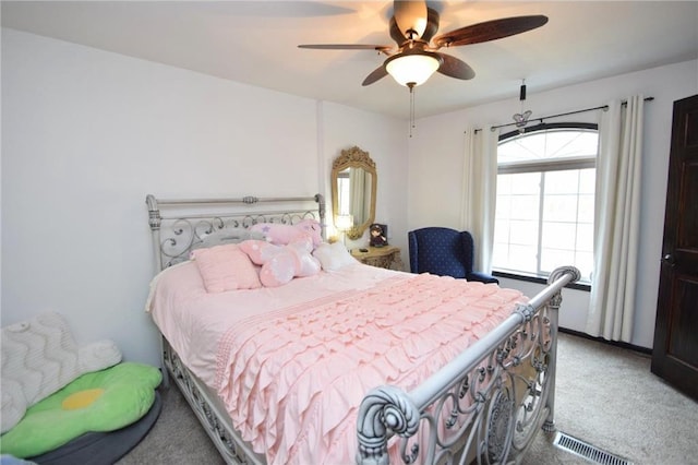 8160 Waldora Rd, Siren, WI 54872 - bedroom featuring carpet floors, visible vents, and a ceiling fan