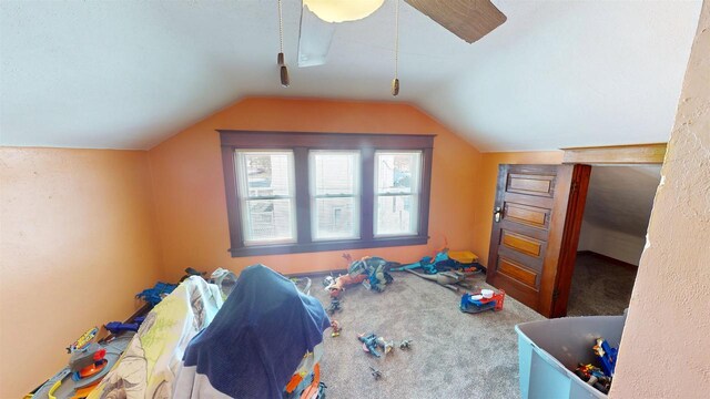 813 Main St, Black River Falls, WI 54615 - bonus room featuring carpet floors, vaulted ceiling, and ceiling fan