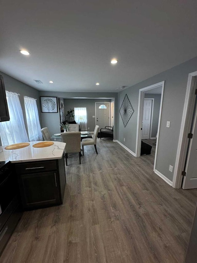 33110 Store St, Burlington, WI 53105 - interior space with baseboards, visible vents, recessed lighting, and dark wood-type flooring
