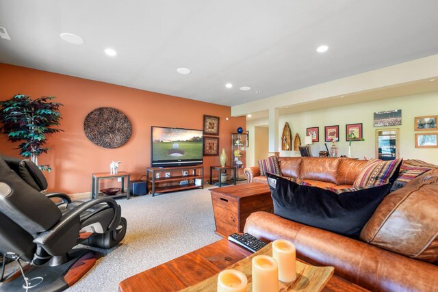 7548 Fallen Oak Dr, Verona, WI 53593 - carpeted living room with recessed lighting
