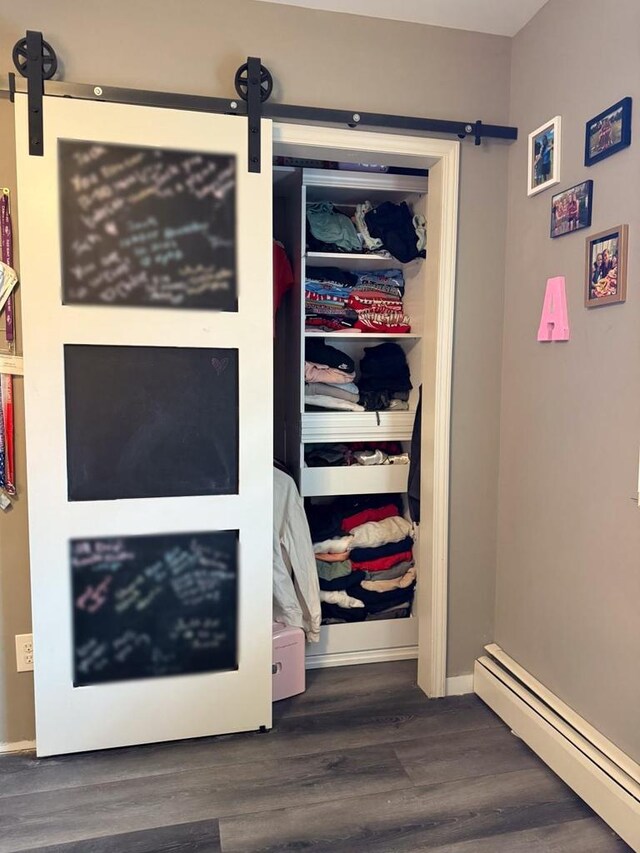 closet with a baseboard heating unit