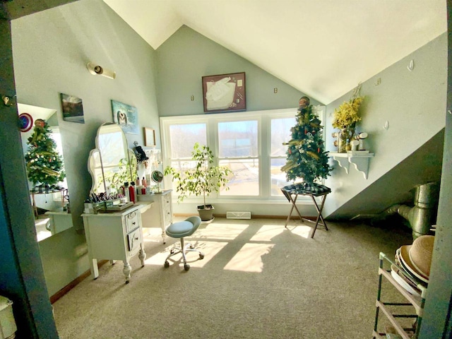 W4862 Swan Acre Dr, Cecil, WI 54111 - interior space with carpet flooring and high vaulted ceiling