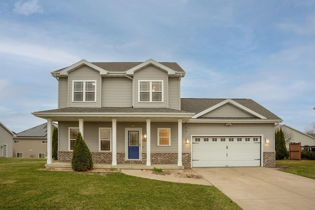 2208 W Milwaukee St, Stoughton, WI 53589 - craftsman inspired home featuring driveway, brick siding, an attached garage, and a front yard