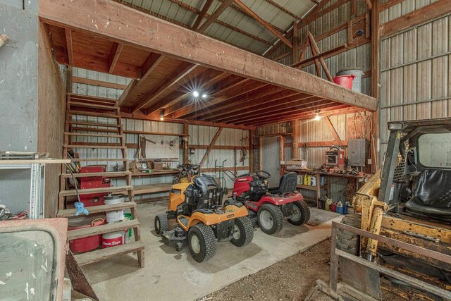 5995 Section Line Rd, Dodgeville, WI 53533 - garage featuring electric panel and a workshop area