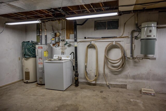 1930 Czech Ave, Arkdale, WI 54613 - utility room with washer / dryer and electric water heater