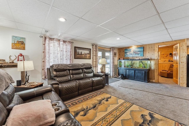 N9805 County Road Aa, Portage, WI 53901 - carpeted living room featuring a drop ceiling and recessed lighting