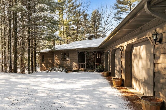 view of snow covered exterior